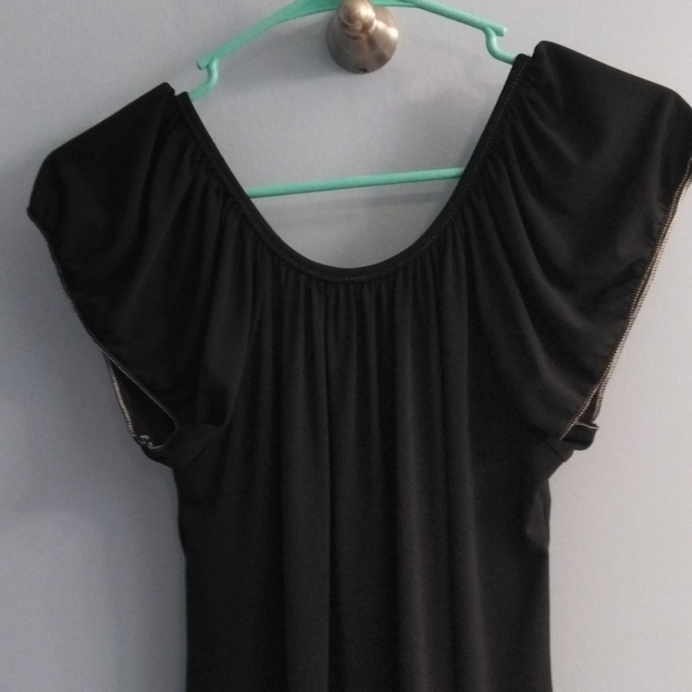 MLLP Black Dress with Yellow and Green Pattern Size XS - Picture 3 of 4